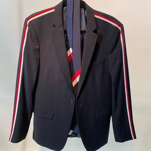 TOPMAN Navy Americana Suit with Coord Tie